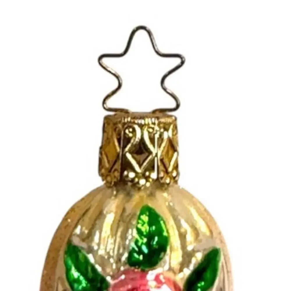 Vintage Inge-Glas German Glass Christmas Ornaments Angel Lamb Floral Set